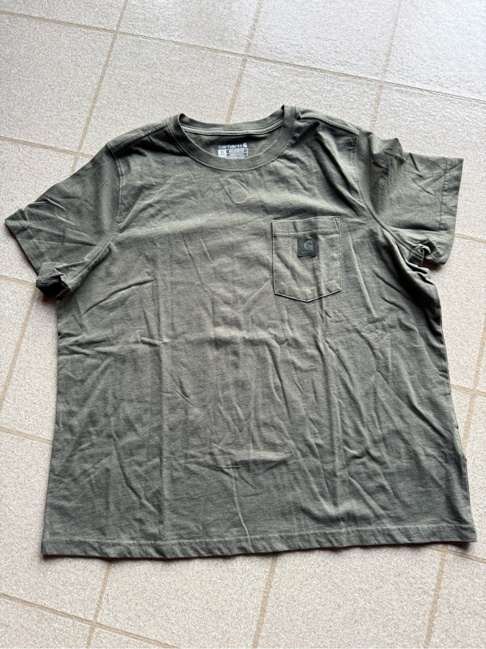 Carhartt Khaki Green Relaxed Fit T-Shirt with Pocket Size XL